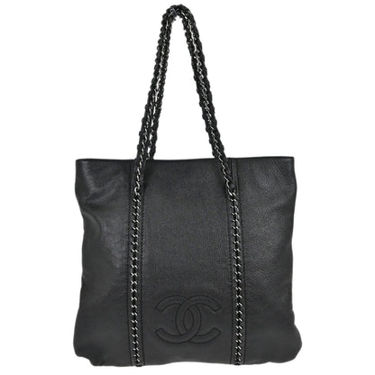 Chanel Black Calfskin Luxury Line Tote Handbag