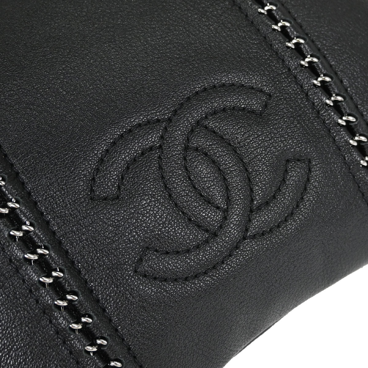 Chanel Black Calfskin Luxury Line Tote Handbag
