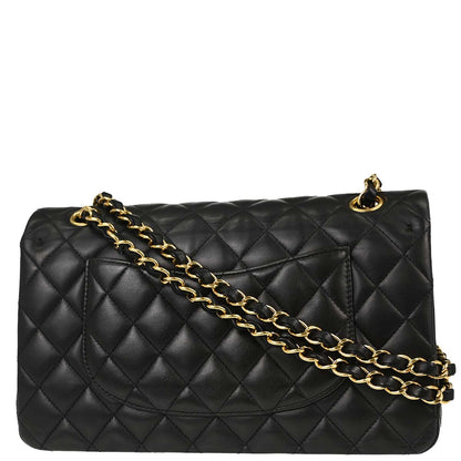 Chanel 2017-2018 Black Lambskin Medium Classic Double Flap Shoulder Bag