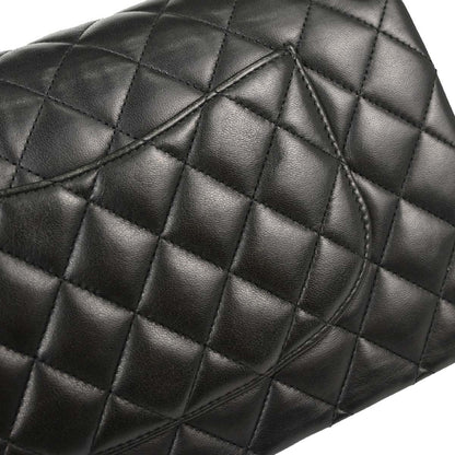 Chanel 2017-2018 Black Lambskin Medium Classic Double Flap Shoulder Bag