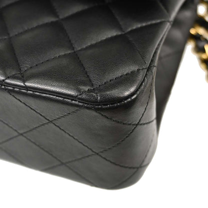 Chanel 2017-2018 Black Lambskin Medium Classic Double Flap Shoulder Bag