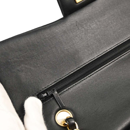 Chanel 2017-2018 Black Lambskin Medium Classic Double Flap Shoulder Bag