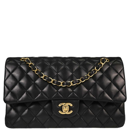 Chanel Black Lambskin Medium Classic Double Flap Shoulder Bag