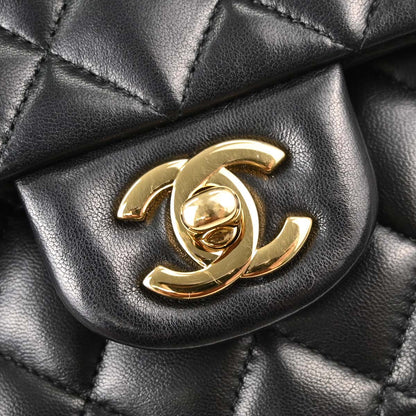 Chanel Black Lambskin Medium Classic Double Flap Shoulder Bag