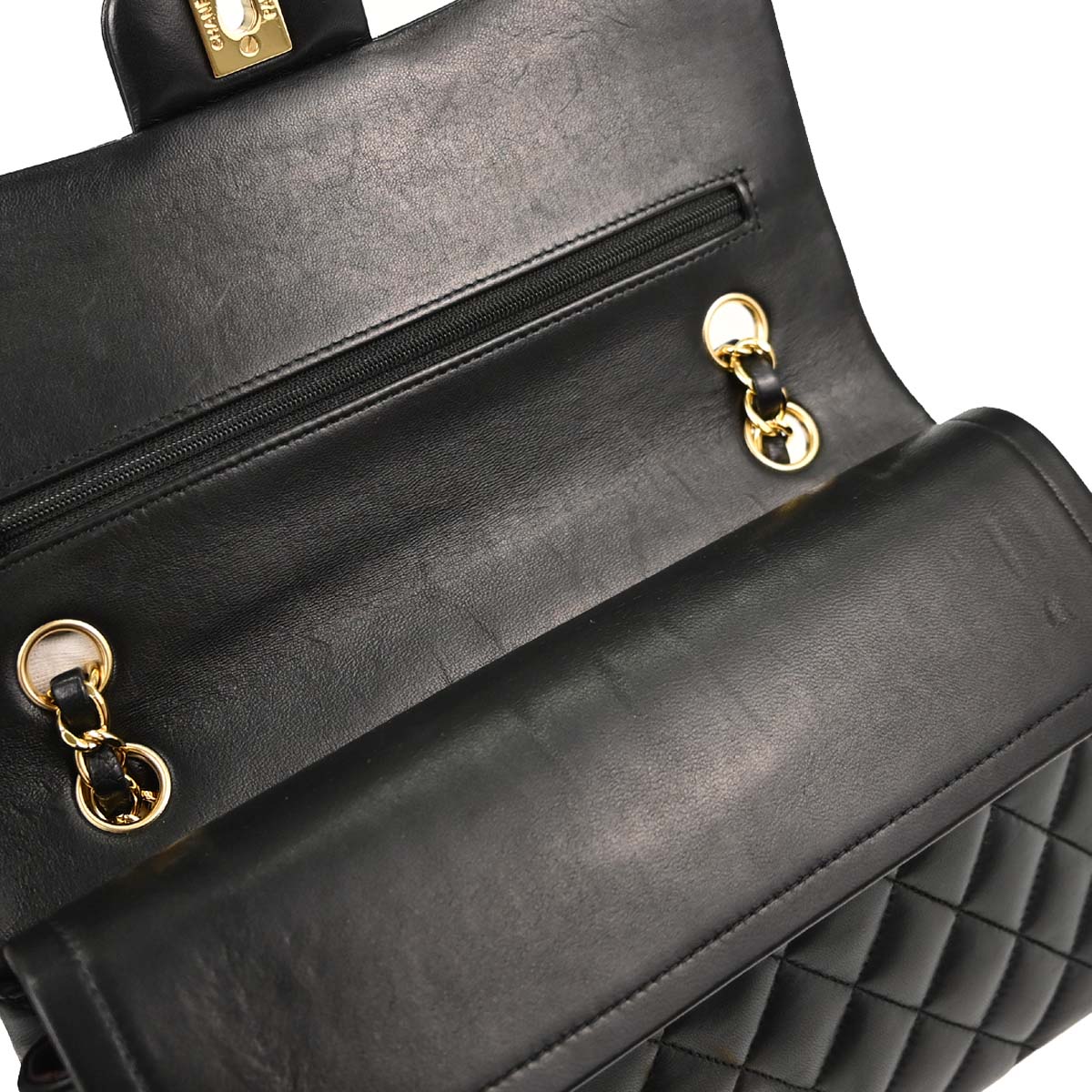 Chanel Black Lambskin Medium Classic Double Flap Shoulder Bag