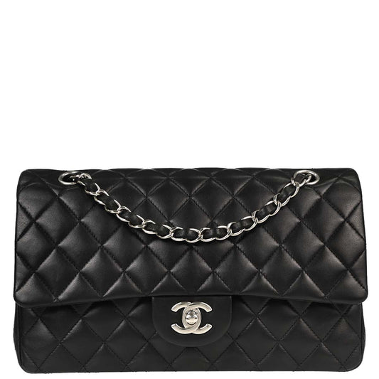 Chanel 2011 Black Lambskin Medium Classic Double Flap Shoulder Bag