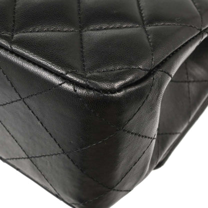 Chanel 2011 Black Lambskin Medium Classic Double Flap Shoulder Bag