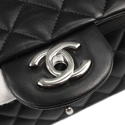 Chanel 2011 Black Lambskin Medium Classic Double Flap Shoulder Bag