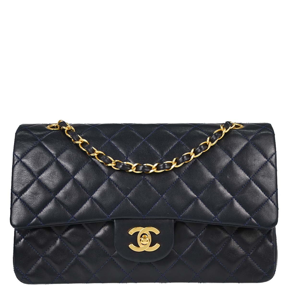 Chanel Navy Lambskin Medium Classic Double Flap Bag