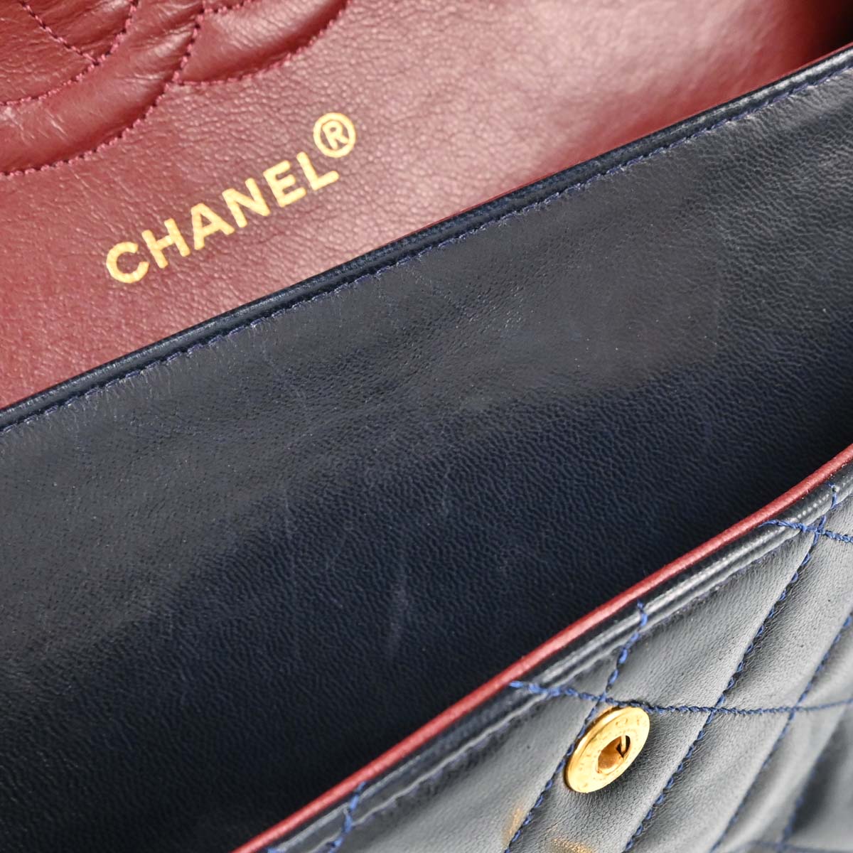 Chanel Navy Lambskin Medium Classic Double Flap Bag