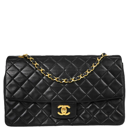 Chanel Black Lambskin Single Flap Shoulder Bag