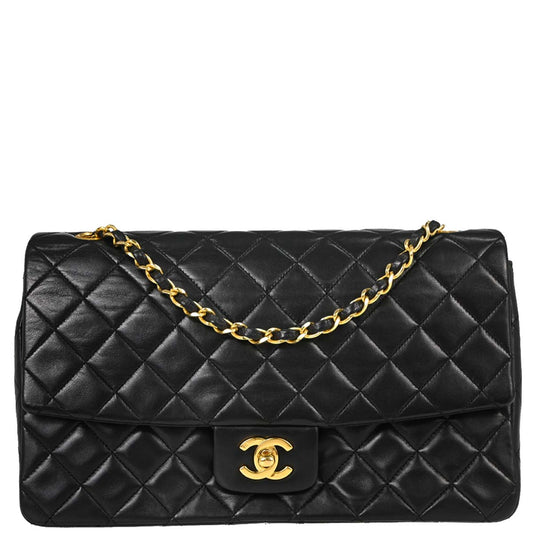 Chanel Black Lambskin Single Flap Shoulder Bag