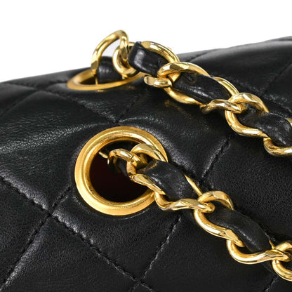 Chanel Black Lambskin Single Flap Shoulder Bag