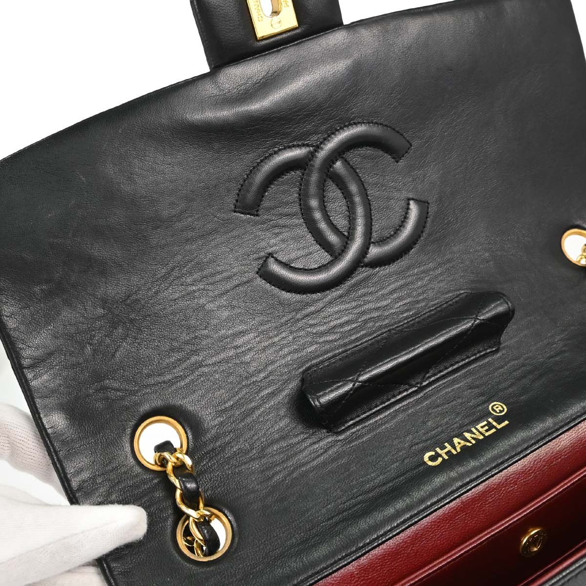 Chanel Black Lambskin Single Flap Shoulder Bag