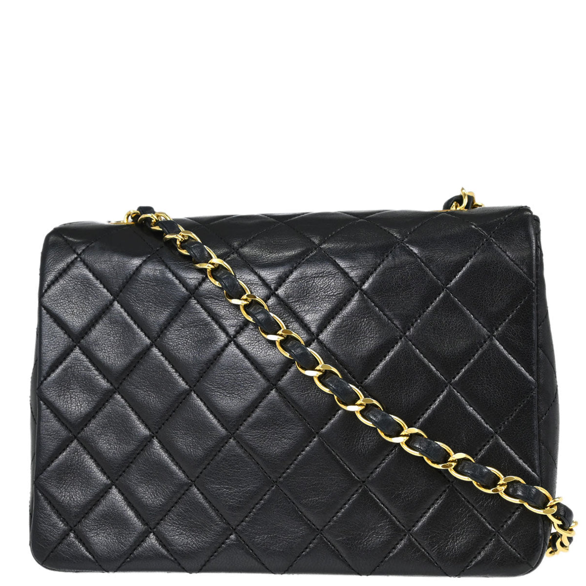 Chanel Black Lambskin Classic Square Flap Shoulder Bag 20