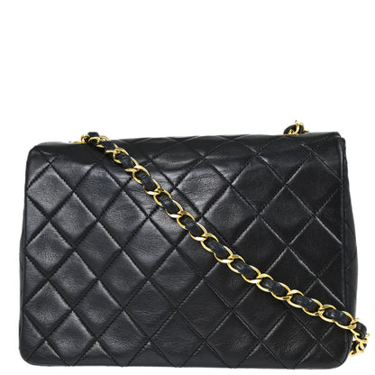 Chanel Black Lambskin Classic Square Flap Shoulder Bag 20