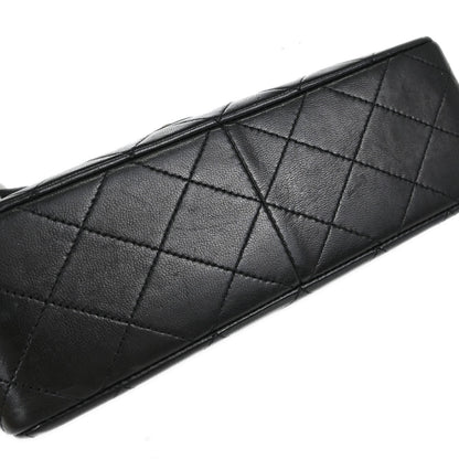 Chanel Black Lambskin Classic Square Flap Shoulder Bag 20