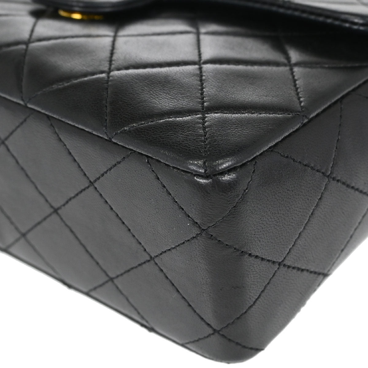 Chanel Black Lambskin Classic Square Flap Shoulder Bag 20