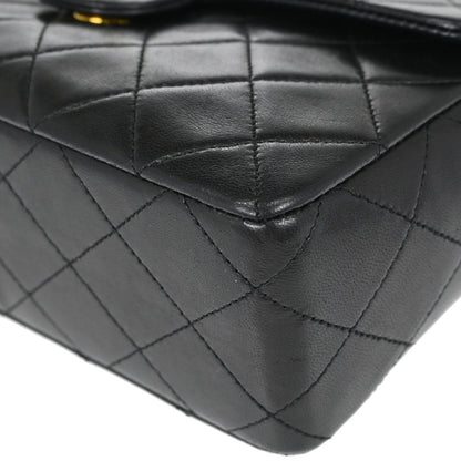 Chanel Black Lambskin Classic Square Flap Shoulder Bag 20