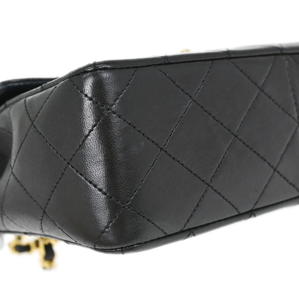 Chanel Black Lambskin Classic Square Flap Shoulder Bag 20