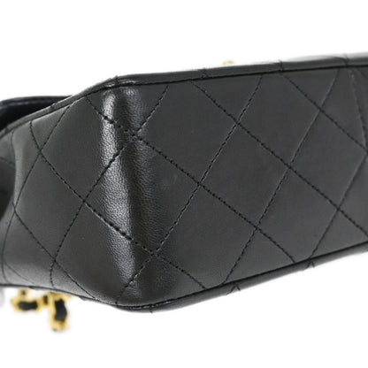 Chanel Black Lambskin Classic Square Flap Shoulder Bag 20