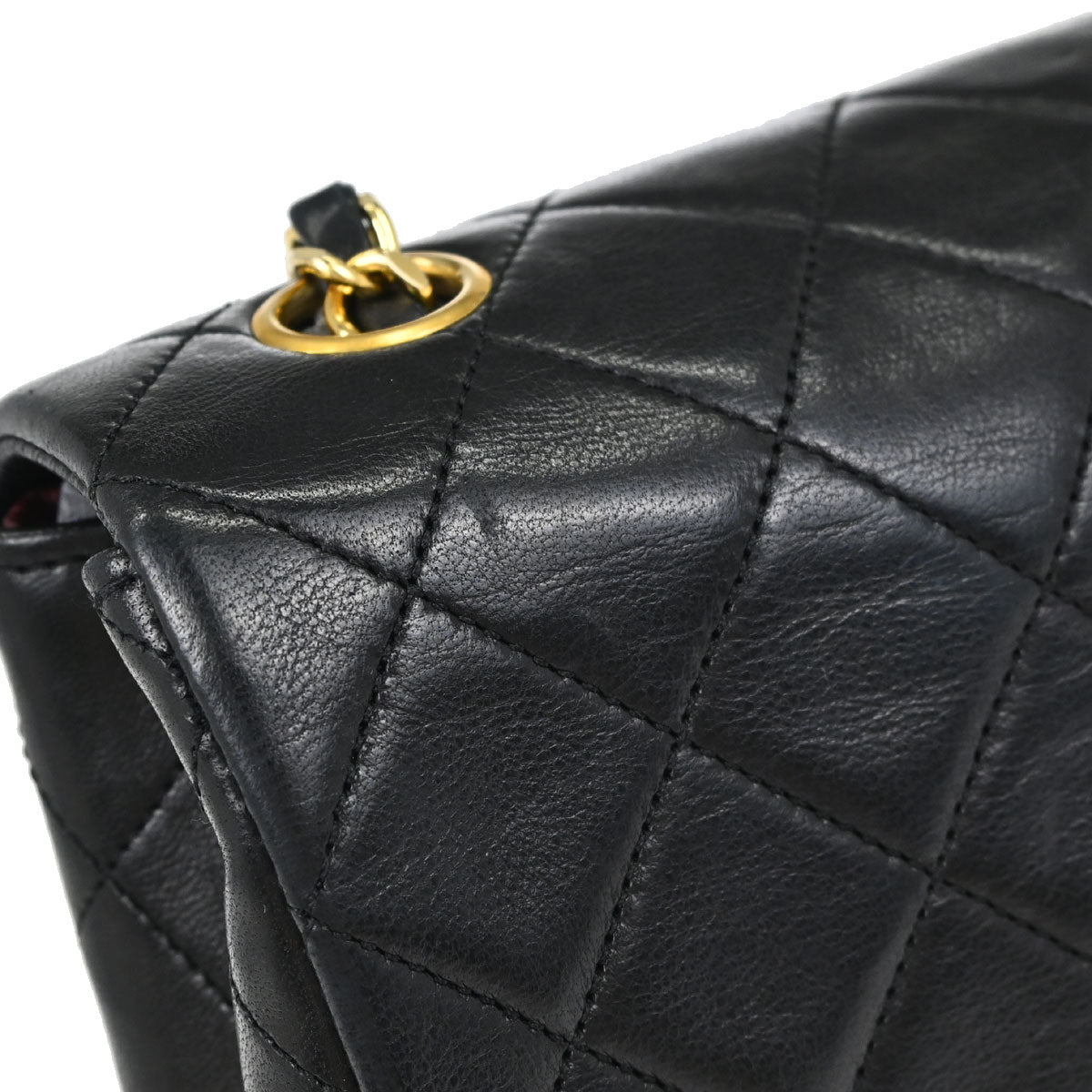 Chanel Black Lambskin Classic Square Flap Shoulder Bag 20