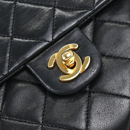 Chanel Black Lambskin Classic Square Flap Shoulder Bag 20