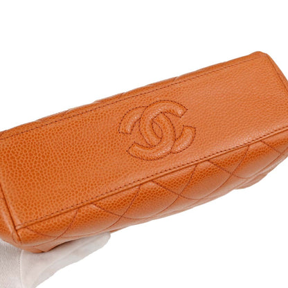 Chanel Orange Caviar Skin Kiss Lock Shoulder Bag