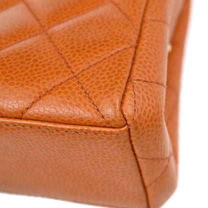 Chanel Orange Caviar Skin Kiss Lock Shoulder Bag