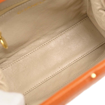 Chanel Orange Caviar Skin Kiss Lock Shoulder Bag