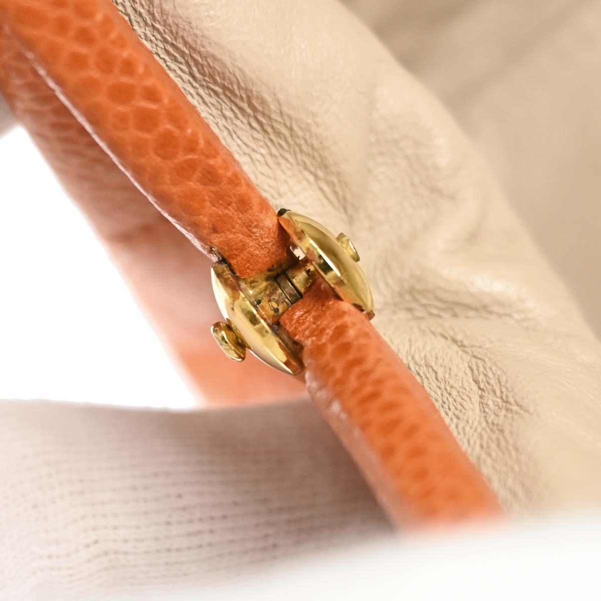 Chanel Orange Caviar Skin Kiss Lock Shoulder Bag