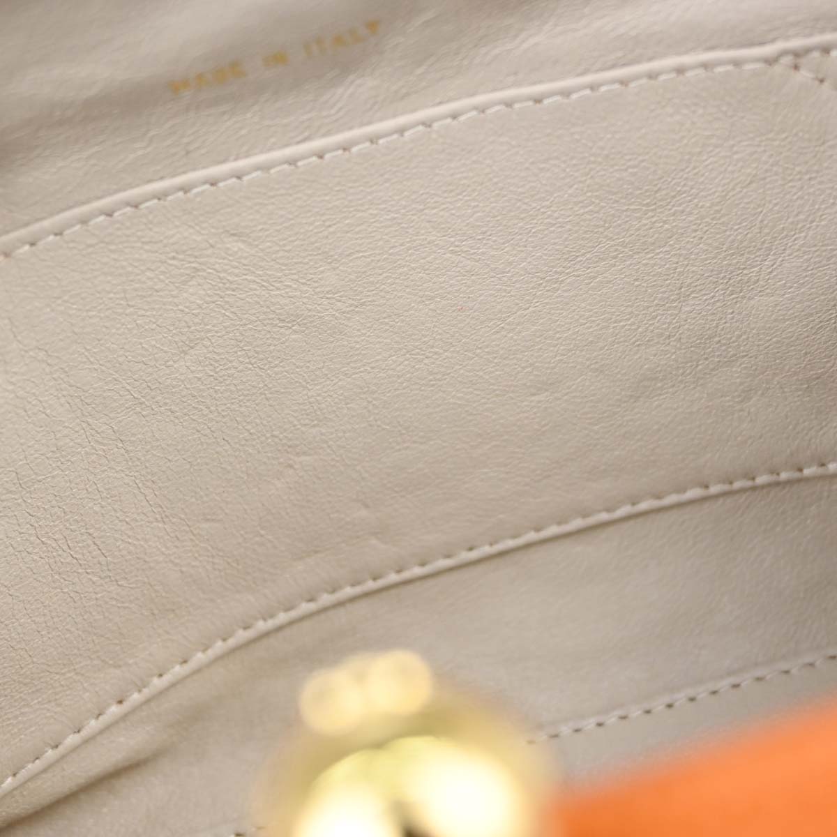 Chanel Orange Caviar Skin Kiss Lock Shoulder Bag