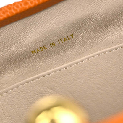 Chanel Orange Caviar Skin Kiss Lock Shoulder Bag