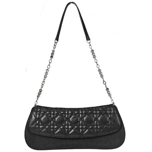 Christian Dior Black Perforated Lambskin Cannage Shoulder Bag