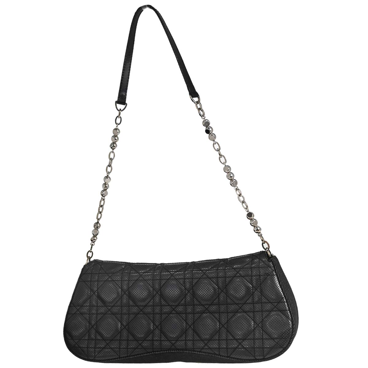 Christian Dior Black Perforated Lambskin Cannage Shoulder Bag