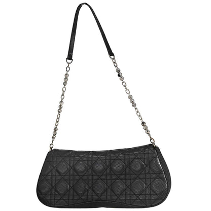 Christian Dior Black Perforated Lambskin Cannage Shoulder Bag