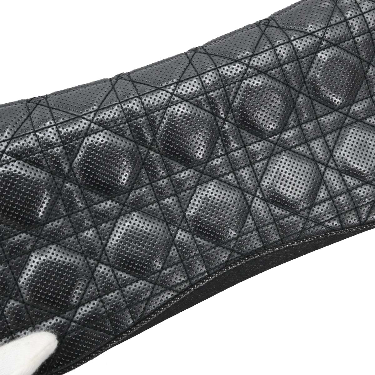 Christian Dior Black Perforated Lambskin Cannage Shoulder Bag