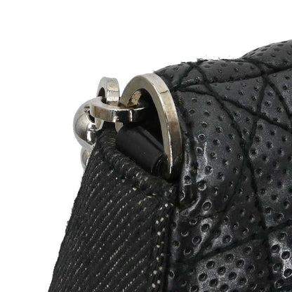 Christian Dior Black Perforated Lambskin Cannage Shoulder Bag