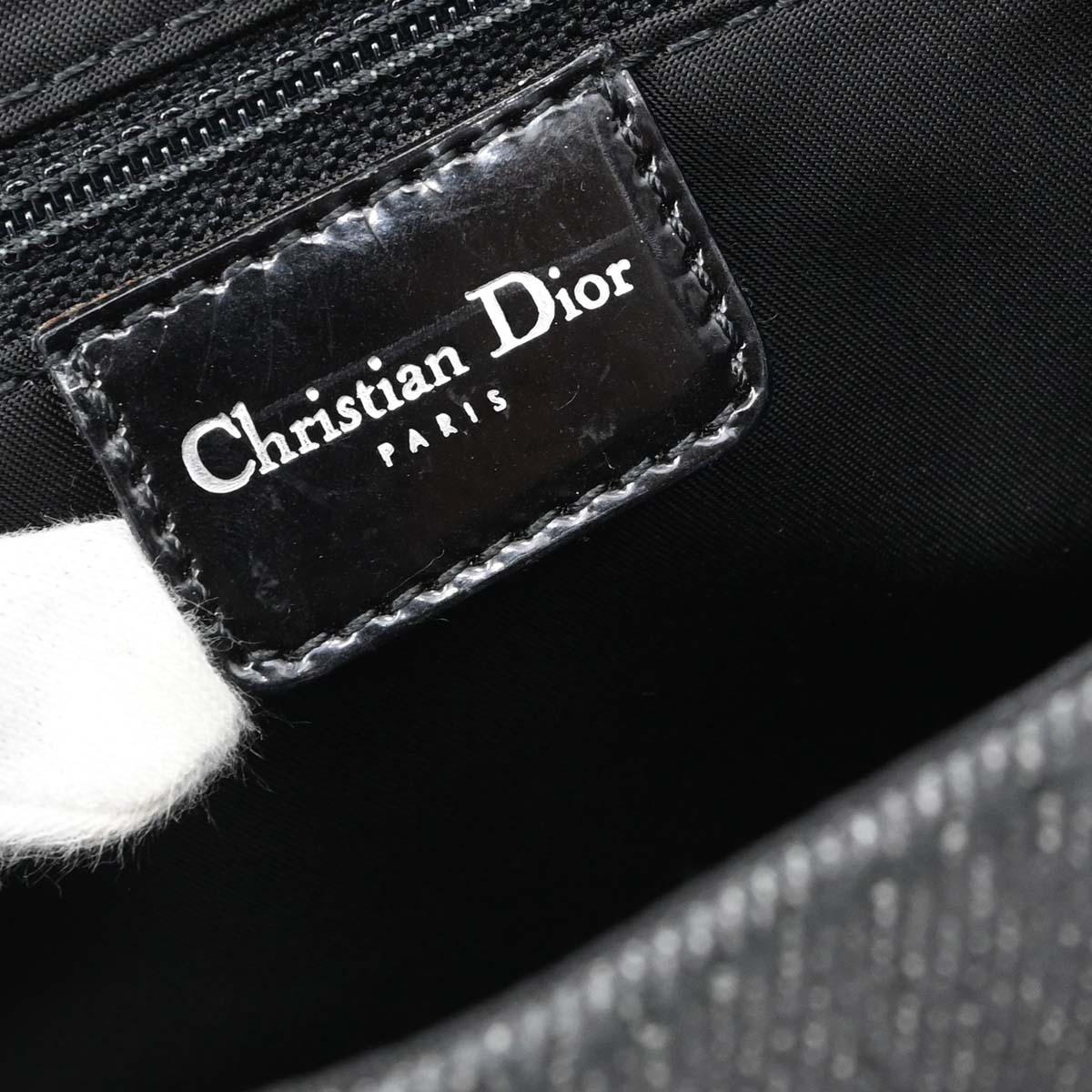 Christian Dior Black Perforated Lambskin Cannage Shoulder Bag