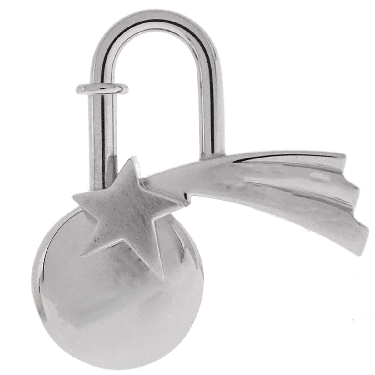 Hermes 1999 Shooting Star Cadena Padlock Bag Charm Silver Small Good