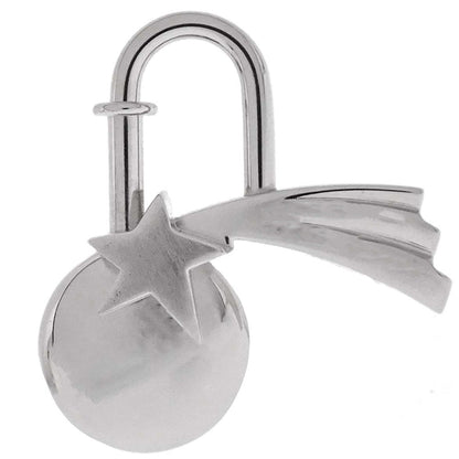 Hermes 1999 Shooting Star Cadena Padlock Bag Charm Silver Small Good