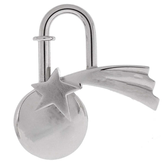 Hermes 1999 Shooting Star Cadena Padlock Bag Charm Silver Small Good