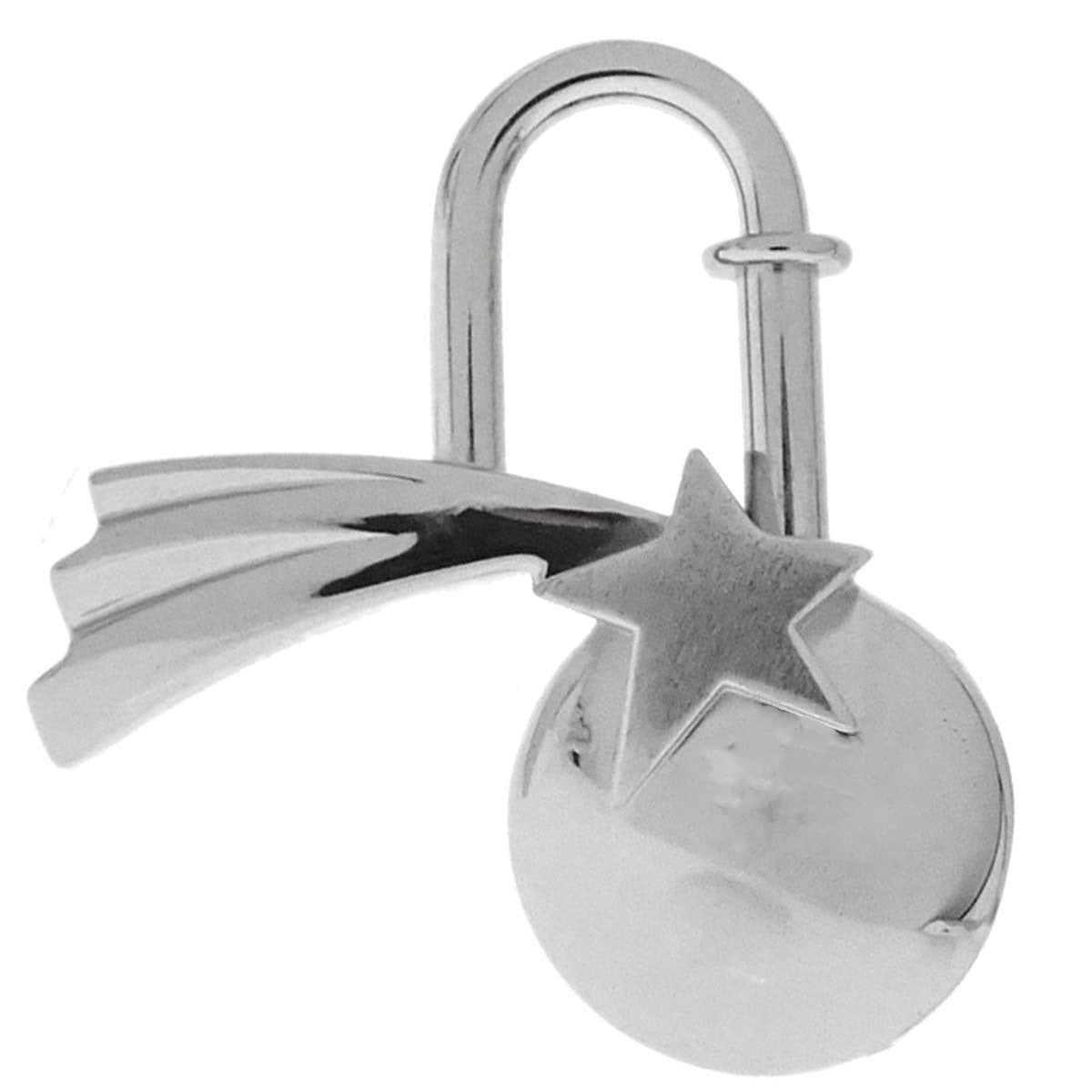 Hermes 1999 Shooting Star Cadena Padlock Bag Charm Silver Small Good