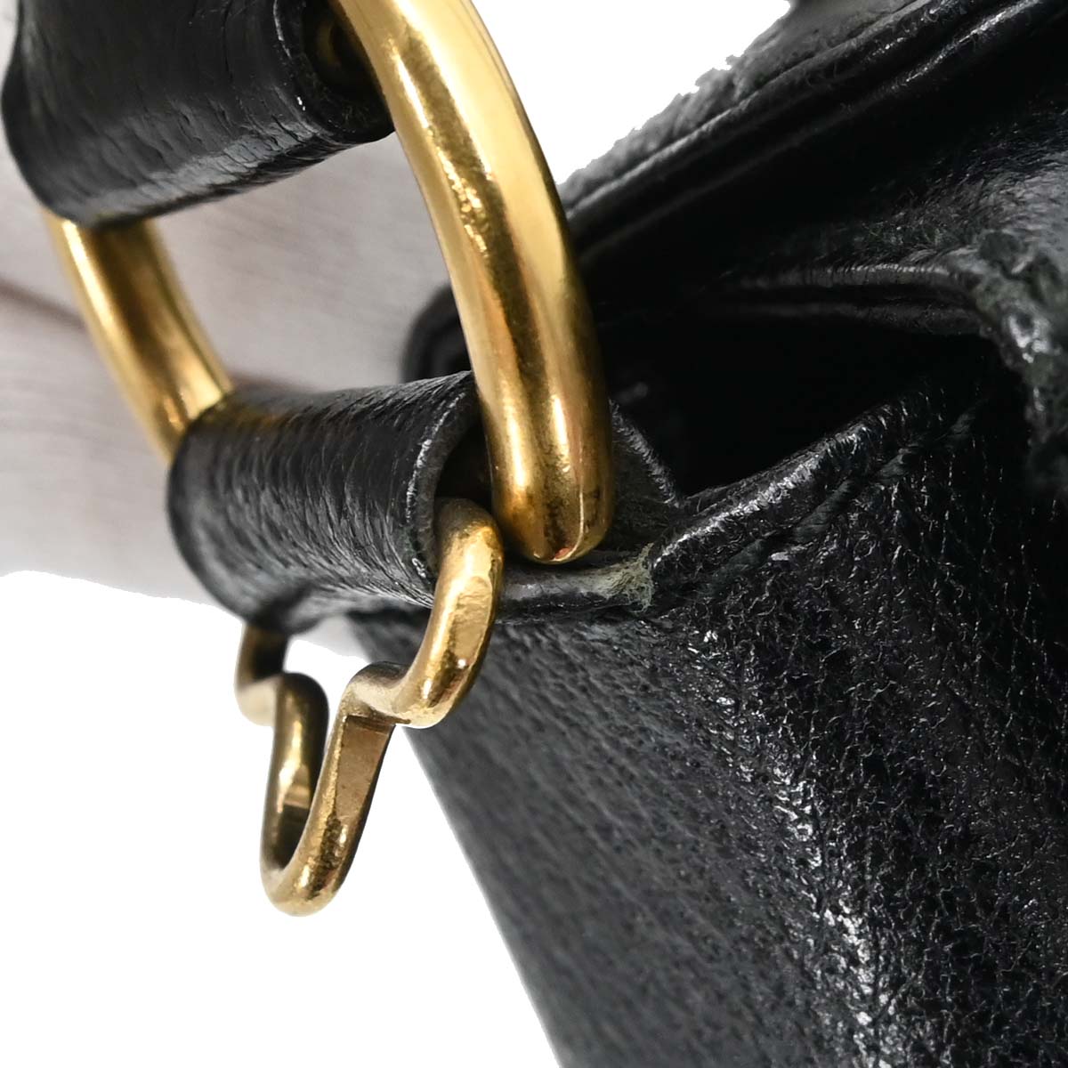 Gucci Black Pigskin Bamboo 2way Shoulder Handbag