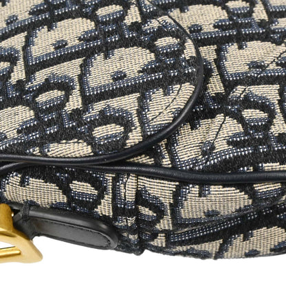 Christian Dior Navy Beige Trotter Oblique Saddle Handbag