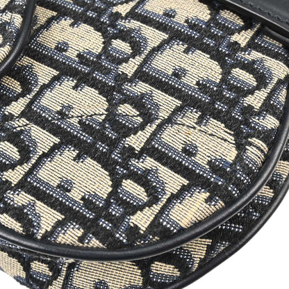 Christian Dior Navy Beige Trotter Oblique Saddle Handbag