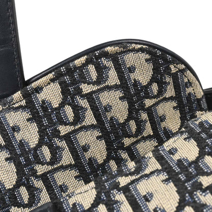 Christian Dior Navy Beige Trotter Oblique Saddle Handbag