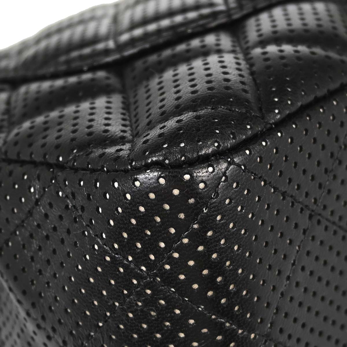 Chanel Black Perforated Lambskin Jumbo Classic Flap Shoulder Bag