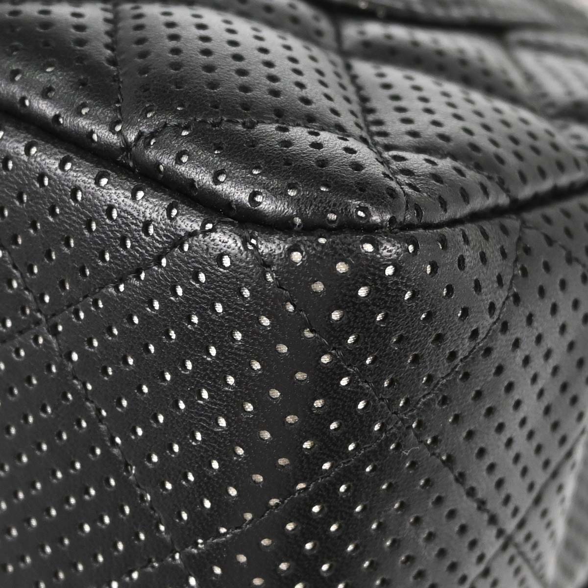 Chanel Black Perforated Lambskin Jumbo Classic Flap Shoulder Bag