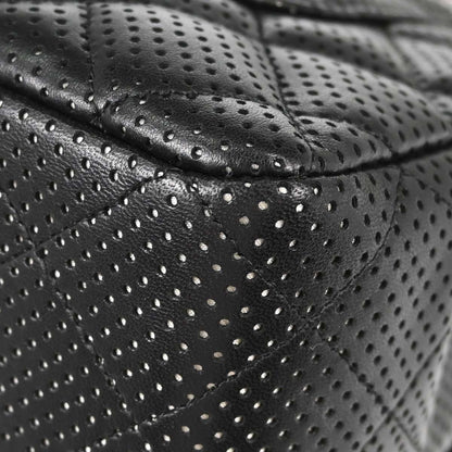 Chanel Black Perforated Lambskin Jumbo Classic Flap Shoulder Bag